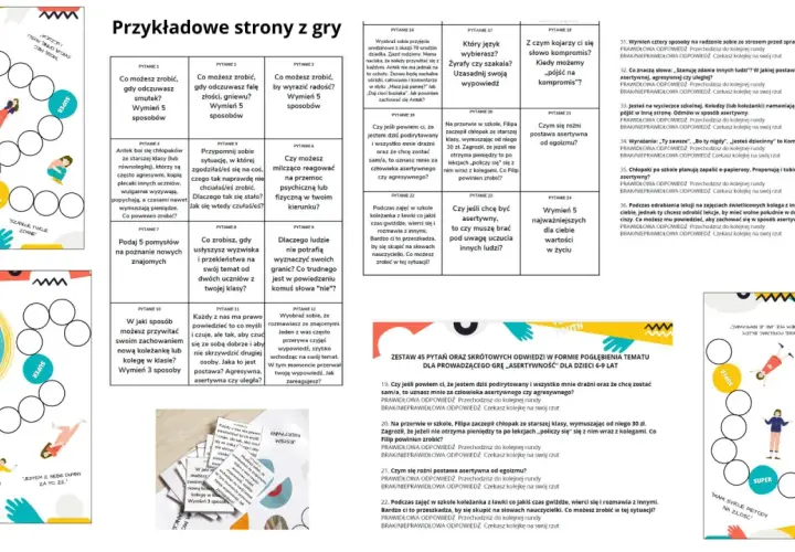Gra planszowa z pytaniami o emocjach i asertywności dla młodzieży. Ciekawe zajęcia o emocjach dla młodzieży.